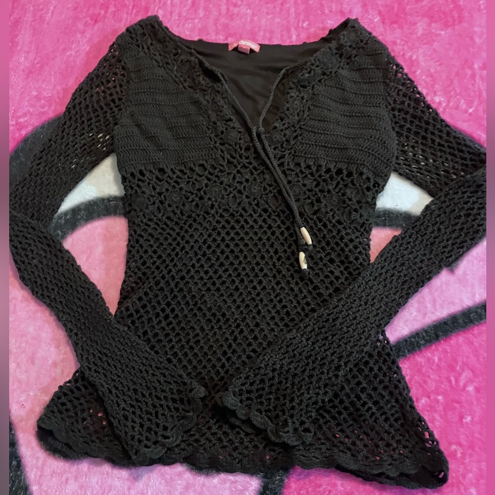 Black Knit Long Sleeve Top - JJ Forever